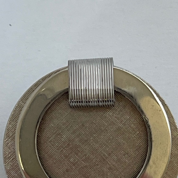 Vintage Brooch Scarf Clip Combination Silver Tone Brushed Disc Polished Ring - Picture 6 of 8